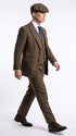 Men’s Thomas Shelby Inspired Brown Herringbone Tweed 3 Piece Suit – Peaky Blinders 1920s Vintage Suit