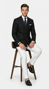 Men’s Black Double Breasted Blazer, Formal Wedding Business Casual Sport Coat Jacket