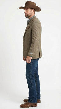 Men’s Brown Taupe Western Blazer Jacket – Classic Cowboy Style Sport Coat for Wedding