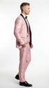 Men’s Blush Pink Shiny 3 Piece Suit with Black Shawl Lapel | Light Pink Prom Suit Sharkskin Fabric - Ultra Slim Fit