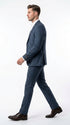 Men's Blue Micro Check Hounstooth small windowpane plaid 3-Piece Suit – Vested Slim Fit Business, Wedding & Formal Suit
