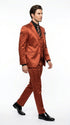 Men’s Rust Copper Coganc Shiny Sateen 3 Piece Suit, Vested Formal Wedding Prom Suit Set Ultra Slim Fit