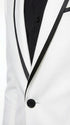 Men’s White Disco Blazer 70s Era Costume Jacket – Black Trim Retro Party Blazer, Vintage Dance Outfit, Stylish Evening Themed Wear