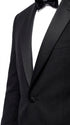 Men’s Black Uniform Tuxedo – One-Button Satin Lapel Formal Suit for Weddings, Prom and Events