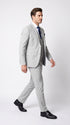 Men’s Silver & Navy Blue 3-Piece Suit – Wedding, Business and Formal Suit with Free Matching Tie