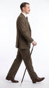 Men’s Edwardian Brown Plaid 3-Piece Suit – Vintage Double-Breasted Vest Wedding and Formal Suit