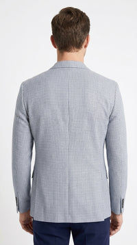 Men’s Light Blue Checkered Sport Coat – Two-Button Wedding, Business and Smart Casual Blazer