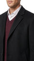 Men’s Big and Tall Black Cashmere Overcoat – Full-Length Winter Dress Coat for Business and Formal Wear