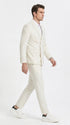 Men’s Ivory Cream Double-Breasted Linen Suit – Off-White Summer Wedding Slim Fitted 2-Piece Suit Cream Color
