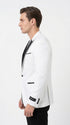 Men's White Sparkle Dinner Jacket – Black Satin Shawl Lapel Tuxedo Blazer Slim Fit Sequin Shiny Prom Jacket