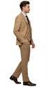 Men's Tan Three-Piece Suit with Vest – Classic Tailored Fit in camel khaki Bronze color By Rossiman