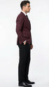 Men’s Burgundy Check Blazer – Windowpane Plaid blazer in Maroon Wine Color