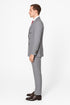 Mens Light Grey Double-Breasted Suit – Classic Slim Fit Business and Wedding Formal Attire