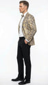 Men’s Beige and Black Snakeskin Print Blazer – Alligator Crocodile Exotic Sking Sport Coat Jacket in Tan Camel Color