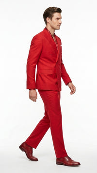Men’s Red Double Breasted Suit – Peak Lapel Wedding, Prom & Formal Party Suit