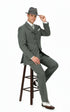 Men’s 1920s Gray Zoot Suit – 4 Buttons Gangster Wide Lapel Long Jacket 3-Piece Suit in Grey Color Classic Fit Pleated Pants