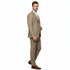 Men’s Beige Pinstripe Three-Piece Suit – Classic Fit Formal Suit with Vest and Flat-Front Pants in Tan Stripe By Rossiman