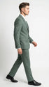 Men’s Tartan olive Green with blue checker Windowpane 2-Piece Suit – Modern Fit Plaid, Business and Formal Suit english styl