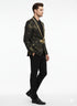 Men’s Black and Gold Embroidered Luxury Blazer – Designer Floral Pattern Wedding & Party Jacket (Sim534)