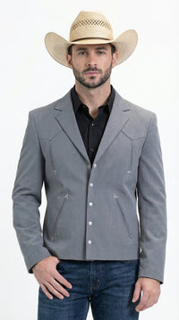 Mens Gray Western Blazer Set – Cowboy Style Jacket and Pants Outfit Classic Country Western Suit