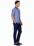 Men’s Blue and White Vertical Stripe Short Sleeve Shirt Set – Casual Summer Two-Piece Outfit