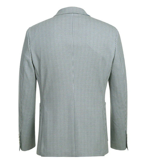 Half Canvas Slim Fit Blazer in Sage Blue Check