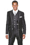 Mens 2 Button Vested Sharkskin Suit with Contrast Trim in Black