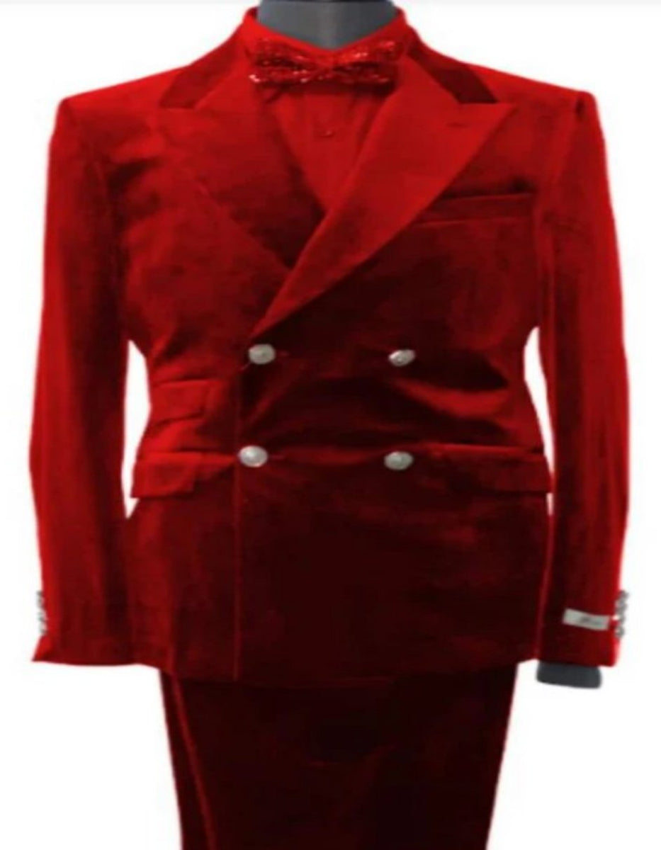 Velvet Suit - Double Breasted Suit - Burgundy Suit - Velvet Fabric Pants Slim Suit