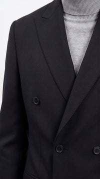 Men's Designer Stacy Adams Classic Double Breasted Suit in Black Peak Lapel Slim fit