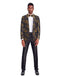 Mens Slim Fit Shawl Prom Blazer in Gold Flower Print