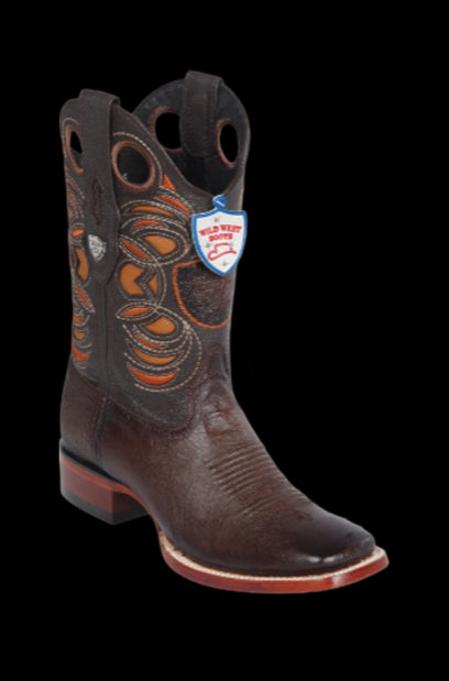 Wild West Botas de Panza de Avestruz Horma Square Toe Faded Brown