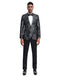 Mens Slim Fit Mettalic Floral Print Prom Blazer in Silver
