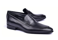Corrente 4428 Leather Slip-On Loafer Shoes - Penny Black - Penny Black - Size 13