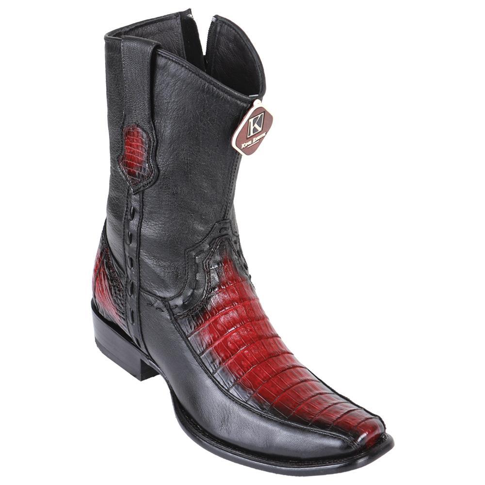 Men's King Exotic Caiman Belly Boots Dubai Toe Handcrafted Black Cherry (479B8218) main image 1