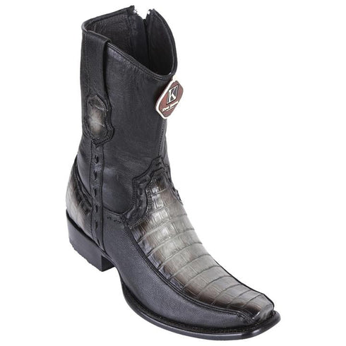 Men's King Exotic Caiman Belly Boots With Deer Dubai Toe Handmade Faded Gray (479BF8238)