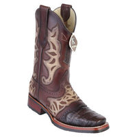 Men's King Exotic Caiman Belly Boots With Saddle Vamp Handmade Burnished Brown (48118207)
