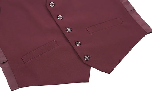 Vanderbilt Collection - Classic Dress Vest 5 Buttons Regular Fit In Burgundy
