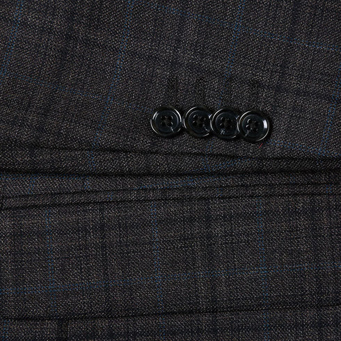 Wool Blend Regular Fit Checked Blazer in Brown