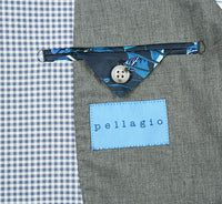 Half Canvas Slim Fit Blazer in Sage Blue Check