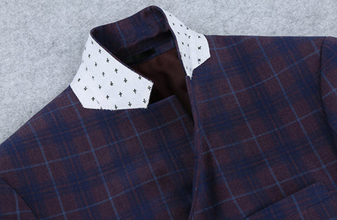 Slim Fit Blazer Glen Plaid in Blue