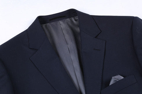 Wool Regular Fit Blazer Solid Color in Midnight Navy