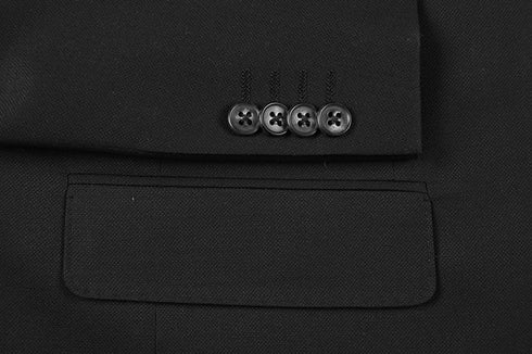 Wool Regular Fit Blazer Solid Color in Black