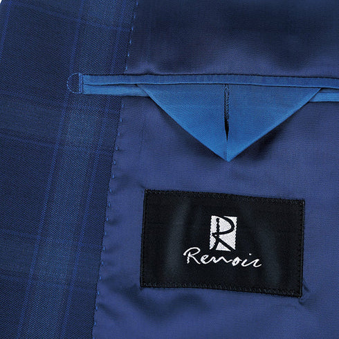 Classic Wool Regular Fit 2 Piece Checked Dress Suit in Blue