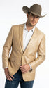 Men’s Champagne Gold Western Blazer, Formal Cowboy Wedding Ranch Sport Coat Jacket tan beige color sheen sharkskin fabric
