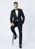 Men’s Black Textured Paisley floral Tuxedo Suit – Premium Slim Fit Formal Wedding, Prom, with Bowtie