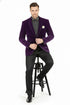 Men’s Purple Velvet Blazer – Luxury Slim Fit Formal Jacket with Black Satin Trim Tuxedo Dinner Jacket