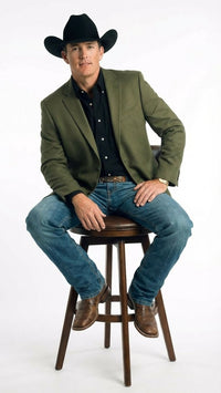 Men’s Olive Green Western Blazer Jacket, Classic Cowboy Style Sport Coat for Casual Formal Wear with Jeans