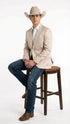 Men’s Tan Khaki Beige Cream Champaign Paisley Western Blazer Jacket, Embossed Dress Sport Coat for Wedding Party Rodeo Style