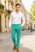 Men’s Aqua Dress Pants – Slim Fit Stylish Formal Trousers for Parties and Casual Wear in Turqoise Color