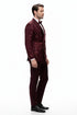 Men’s Burgundy Floral Jacquard Tuxedo Dinner Jacket – Paisley Velvet Lapel Formal Wear for Weddings and Prom